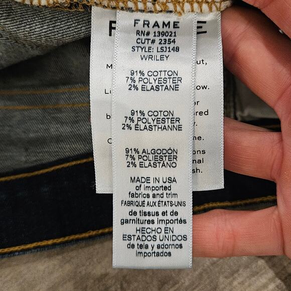 Frame Jeans Womens Size 24 Le Skinny De Jeanne Dark Wash Distressed Ankle Crop - Picture 11 of 12